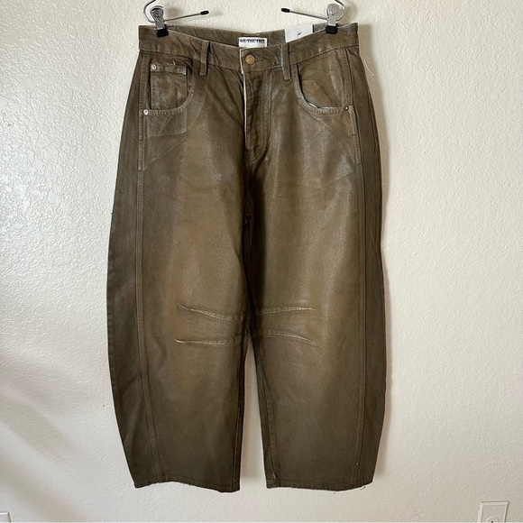 New Free people x new moon Good Luck Coated High Waist Barrel Jeans size 28 - Picture 6 of 14